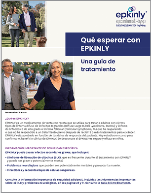 Consulte la Guía sobre qué esperar de EPKINLY® (epcoritamab-bysp) y sepa qué puede pasar durante el tratamiento y después del tratamiento.