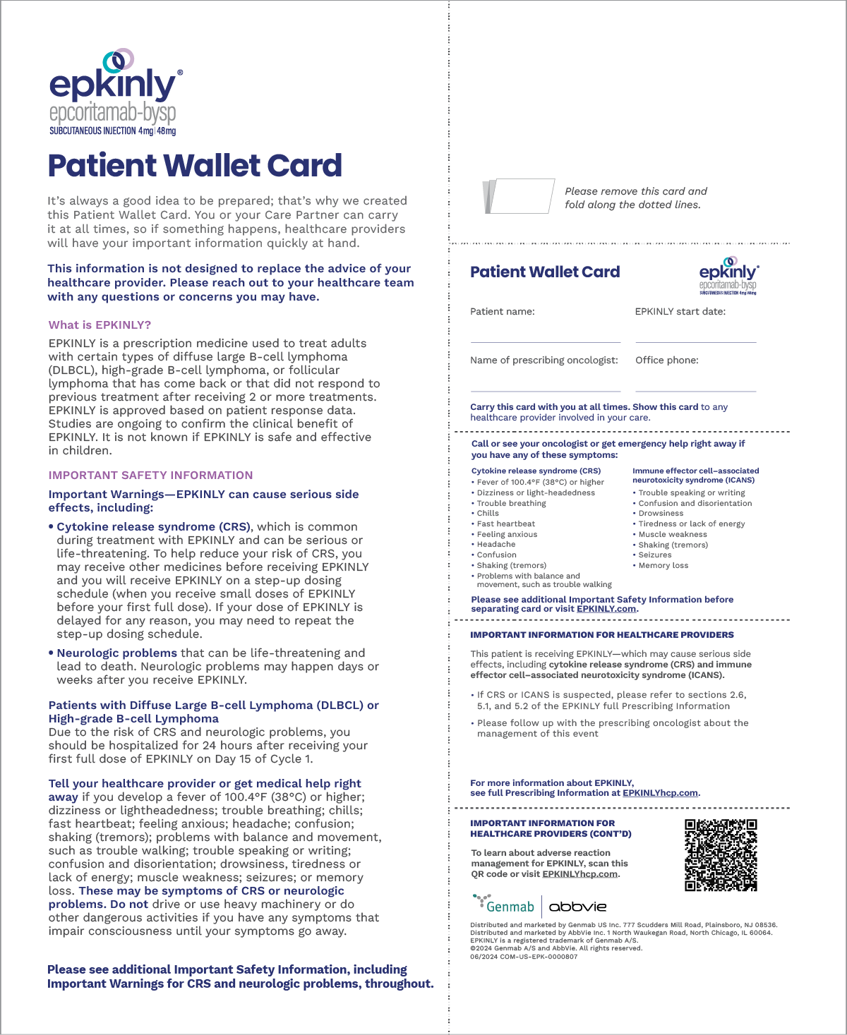 Download the EPKINLY® Patient Wallet Card.